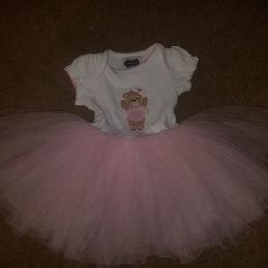 Mudpie Tutu pink dress with teddy bear 0-6 mts